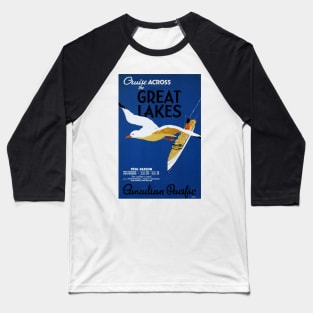 Cruise Across Great Lakes Art Deco Advertisement Vintage Travel Baseball T-Shirt